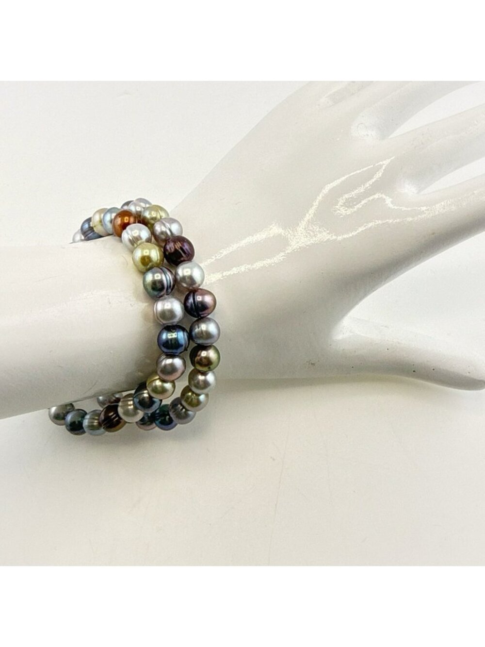 Honora Pearl Bracelet Stretch Set of 2 Multicolor Ringed Gray Pastel Round QVC